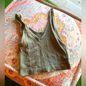 Army Green V-Neck Cropped Tank Top!